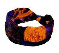 Space Venus Saturne Jupiter Moon Bandeau large pour femme, bandeau turban antidérapant, élastique pour la sueur, le yoga, l'entraînement, le yoga