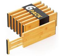 SpaceAid Bamboo Dresser Drawer Dividers 6 Pack, 4.65“ High Adjustable 12.5“-17” Drawer Organizers, Expandable Organization for Clothing, Clothes, Dressers, Natural