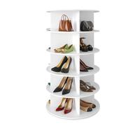 SpaceAid Lazy Susan Étagère à chaussures rotative à 5 niveaux, présentoir à chaussures rotatif à 360°, carrousel de rangement vertical pour sac à main, rangement de chaussures (5 niveaux, blanc)