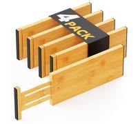 SpaceAid Lot de 4 séparateurs de tiroir en bambou pour commode, 11,8 cm de haut, réglables de 31,8 à 43,2 cm, organiseurs de tiroir extensibles pour vêtements, commodes, naturel