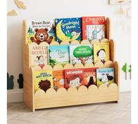 SpaceAid Montessori Bibliothèque festonnée à 3 Niveaux pour Tout-Petits, étagère à Livres en Bois pour Chambre d'enfant, Salle de Jeux, crèche et Salle de Classe, Naturel
