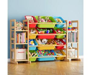 SpaceAid Organisateur de Rangement de Jouets avec 6 étagères et 12 bacs, Organiseur de Jouets, étagère de Rangement pour Enfants, boîte à Jouets pour Chambre à Coucher, Salle de Jeux, décoration de