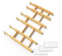 SpaceAid Séparateurs de tiroir en bambou avec inserts et étiquettes, organiseurs de tiroir réglables pour la maison, le bureau, les commodes et la salle de bain, 6 séparateurs avec 12 inserts (43,2 à