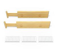 SpaceAid Séparateurs de tiroir en bambou de 10,2 cm de haut avec étiquettes, organiseurs de tiroir réglables de cuisine, organisation extensible pour la maison, le bureau, les commodes et la salle de