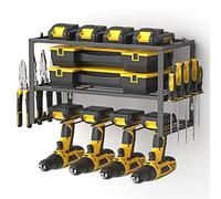 SPACECARE Organiseur d'outils électriques - Organiseur de rangement pour outils avec étagère à outils robuste et porte-outils à 3 couches - Étagère flottante pour outils murale de garage, 4 supports