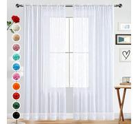 SpaceDresser - Lot de 2 panneaux de rideaux transparents avec passe-tringle en voile - Blanc - 132,1 cm de large x 213,4 cm de long - pour cuisine, chambre, chambre d'enfant, salon, jardin (Blanc