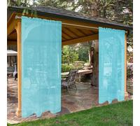SpaceDresser Rideaux transparents imperméables pour l'extérieur à monter sur tringle pour patio - 2 panneaux à œillets pour l'intérieur, voilages pour salon, 132 cm de large x 244 cm de long, bleu