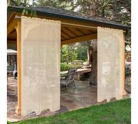 SpaceDresser Rideaux transparents imperméables pour l'extérieur pour patio - 4 panneaux avec passe-tringle en voile pour intérieur pour salon, 132,1 cm de large x 304,8 cm de long, Beige