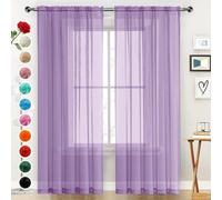 SpaceDresser Voilage transparent avec passe-tringle pour cuisine, chambre à coucher, salon, rideaux filtrant la lumière du soleil, décoration d'intérieur semi-assortie (lavande, 132,1 cm de large x