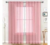 SpaceDresser Voilage transparent avec passe-tringle pour cuisine, chambre à coucher, salon, rideaux filtrant la lumière du soleil, intimité, décoration d'intérieur, couleurs assorties (rose poudré,