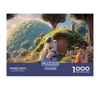 Spaceman Sitting on The Mossy Grass 1000 Pièces Carton Premium Lot de Puzzles Cartoon Castle Stimulant Et Éducatif Jeu Familial Puzzles As Birthday Gifts 52x38cm/1000pcs