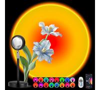 Spacenight Lampe projecteur multicolore multi-mode, intensité variable, minuterie, rythme musical, fond coucher de soleil merveilleux impact visuel, USB Plug and Play (télécommande et application)