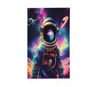 Spaceperson Drapeau décoratif à imprimé galaxie pour toutes les saisons Motif simple face Intérieur extérieur Transparent