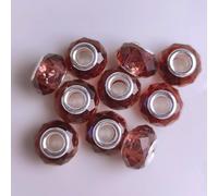 Spacer Charm gros trous, perles rondes à facettes, 14 mm, 10 pièces, brun