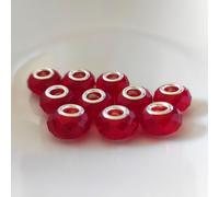 Spacer Charm gros trous, perles rondes à facettes, 14 mm, 10 pièces, rouge