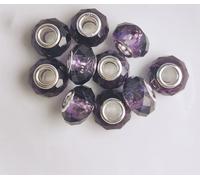 Spacer Charm gros trous, perles rondes à facettes, 14 mm, 10 pièces, violet