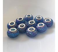Spacer Charm gros trous perles rondes Bubble à picots, 14 mm, 10 pièces, bleu