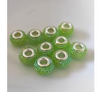 Spacer Charm gros trous perles rondes Bubble à picots, 14 mm, 10 pièces, vert