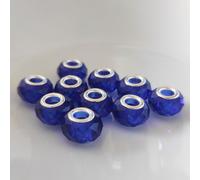Spacer Charm perles à gros trous, facettes, 14 mm, 10 pièces, bleu / bleu foncé