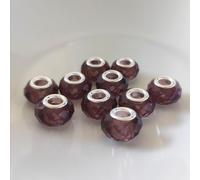 Spacer Charm perles à gros trous, facettes, 14 mm, 10 pièces, brun / marron clair