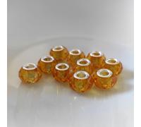 Spacer Charm perles à gros trous, facettes, 14 mm, 10 pièces, orange / orange clair
