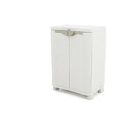 SPACESAVER 70 PLASTIKEN Armoire basse 2 portes avec etageres - l 70 x p 45 x h 100 cm - Gamme Space SAVER - Interieur et Exterieur