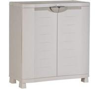 SPACESAVER 90 PLASTIKEN Armoire basse 2 portes avec etageres - l 90 x p 45 x h 100 cm - Gamme Space SAVER - Interieur et Exterie Neutre G