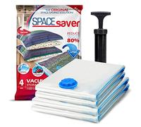Spacesaver - Lot de 4 sacs de rangement sous vide - gain de place/80% de rangement en plus - pompe de voyage/double fermeture à glissière/valve turbo à triple joint - assortiment 2 L/2 XL