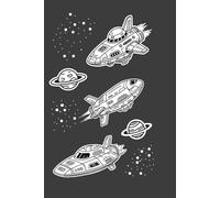 Spaceship Adventures Grey Notebook: Sketch-like Cosmic Spaceships for Inspiring Creative Writing, Daily Notes and Imaginative Thoughts, Space Themed Notebook For Kids And Adults