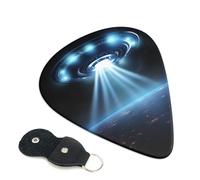 Spaceship Lot de 6 médiators en cuir avec étui pour médiator de guitare acoustique, électrique, ukulélé 0,71 mm