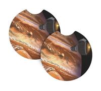 Spaceships in Space Lot de 2 dessous de verre de voiture, absorbants et durables en caoutchouc chloré, ajustement universel pour la plupart des véhicules
