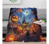 SPACESK Citrouille Halloween Couverture en Flanelle Couverture Polaire Moelleuse Douce Et Chaude Imprimé 3D Couverture De Canapé pour Adolescents Et Adultes 40x50inch(100x130cm)