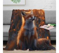 SPACESK Fox Couverture Imprimée Imprimée 3D Couverture Ultra Douce Flanelle Velours Peluche Couverture pour Voyager Lit Ou Canapé Convient Adultes Et Enfants 60x80inch(150x200cm)