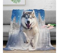 SPACESK Husky Bedding Couverture en Flanelle Moelleuse Chaudes 3D Imprimé Couverture en Microfibre Légères Couvertures Toutes Saisons Convient Adultes Et Enfants 50x60inch(127x152cm)