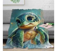 SPACESK La mer La Tortue Impression Douce Moelleuse Flanelle Couverture De Lit Jeté De Canapé Convient Adultes Et Enfants Rester Chaud en Hiver pour Voyager Lit Ou Canapé 40x50inch(100x130cm)
