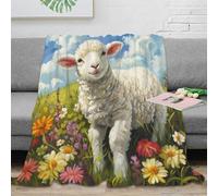 SPACESK Moutons Couverture Imprimée Imprimée 3D Couverture Ultra Douce Flanelle Velours Peluche Couverture pour Voyager Lit Ou Canapé Convient Adultes Et Enfants 40x50inch(100x130cm)