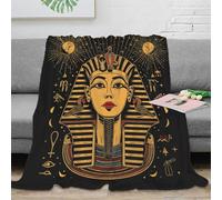 SPACESK Pharaon d'Egypte Couverture Douillette en Flanelle Moelleuse Douce Et Chaude Couverture Imprimée 3D Couverture De Canapé pour Adolescents Et Adultes 60x80inch(150x200cm)