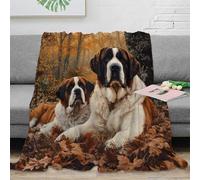 SPACESK Saint Bernard Couverture Imprimée 3D Flanelle Couverture De Lit en Peluche Chaud Doux Et Confortable Convient Adultes Et Enfants 40x50inch(100x130cm) 100% Polyester Lavable en Machine