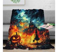 SPACESK Sorcière d'halloween Couverture Douillette en Flanelle Moelleuse Douce Et Chaude Couverture Imprimée 3D Couverture De Canapé pour Adolescents Et Adultes 40x50inch(100x130cm)