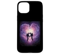Spacetime Embrasse Couple Interstellaire Connexion Céleste Coque pour iPhone 15 Plus