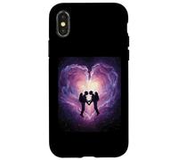 Spacetime Embrasse Couple Interstellaire Connexion Céleste Coque pour iPhone X/XS