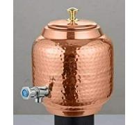 Spacetouch Distributeur d'Eau en Cuivre Martelé Pur avec Robinet - Carafe à Eau Matka, Pot de 3 Litres, Pichet avec Robinet