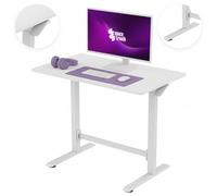 Spacetronik Bureau Assis Debout Manuel - Réglage Pneumatique par Vérin à Gaz, sans Électricité, Table Mobile pour Ordinateur Portable avec roulettes (Blanc, 100x60 cm)