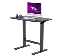 Spacetronik Bureau Assis Debout Manuel - Réglage Pneumatique par Vérin à Gaz, sans Électricité, Table Mobile pour Ordinateur Portable avec roulettes (Noir, 80x50 cm)