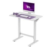 Spacetronik Bureau Assis Debout Manuel - Réglage Pneumatique par Vérin à Gaz, sans Électricité, Table Mobile pour Ordinateur Portable avec roulettes (Blanc, 80x50 cm)