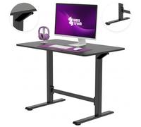 Spacetronik Bureau Assis Debout Manuel - Réglage Pneumatique par Vérin à Gaz, sans Électricité, Table Mobile pour Ordinateur Portable avec roulettes (Noir, 100x60 cm)