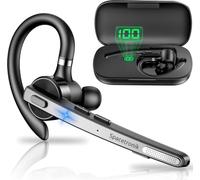 Spacetronik Oreillette Bluetooth Sans Fil, V5.2 Kit Main Libre Bluetooth Oreillette, Dual Mic ENC Réduction de Bruit, 15H d’Appels, Boîtier de Charge USB-C, Écouteur Mains Libres pour iPhone & Android