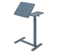 Spacetronik Table de Lit pour Ordinateur Portable, Double Plateau Inclinable avec Butée Antidérapante, Hauteur Réglable 75,5-110,8 cm, Structure Stable en H, sans roulettes (Bleu)