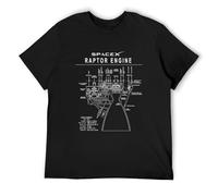 Spacex Raptor Engine Blueprint Mens T-Shirt Fashion Casual Unisex Black Tee M