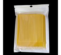Spachy Pinceau à Cils 100 Pcs/Lot Baguette de Mascara Sanitaire Cosmétique Durable Micro Extension Applicateur Non-pelucher Propre PVC Jetable Outil de Maquillage Filles Individuelles(Jaune)